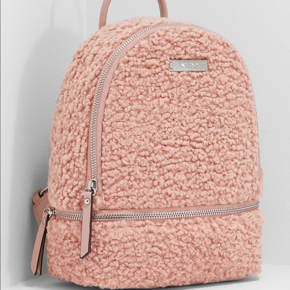 Small pink shearling Aldo backpack